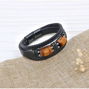 Joycuff Leather Bracelet W/Tigers‎ Eye Birthday Gift Love You Forever Bracelet